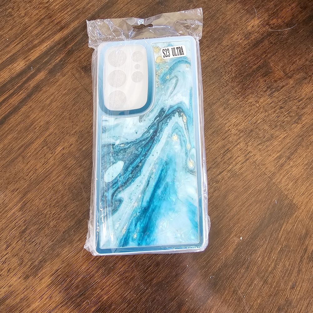 S23 Ultra Vibrant Blue Marble Smartphone Case with Glossy Finish